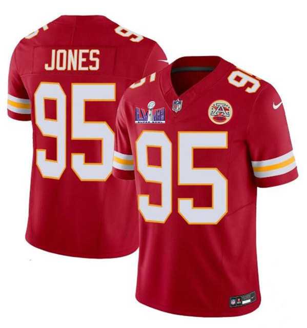 Men & Women & Youth Kansas City Chiefs #95 Chris Jones Red 2024 F.U.S.E. Super Bowl LVIII Patch Vapor Untouchable Limited Jersey->kansas city chiefs->NFL Jersey